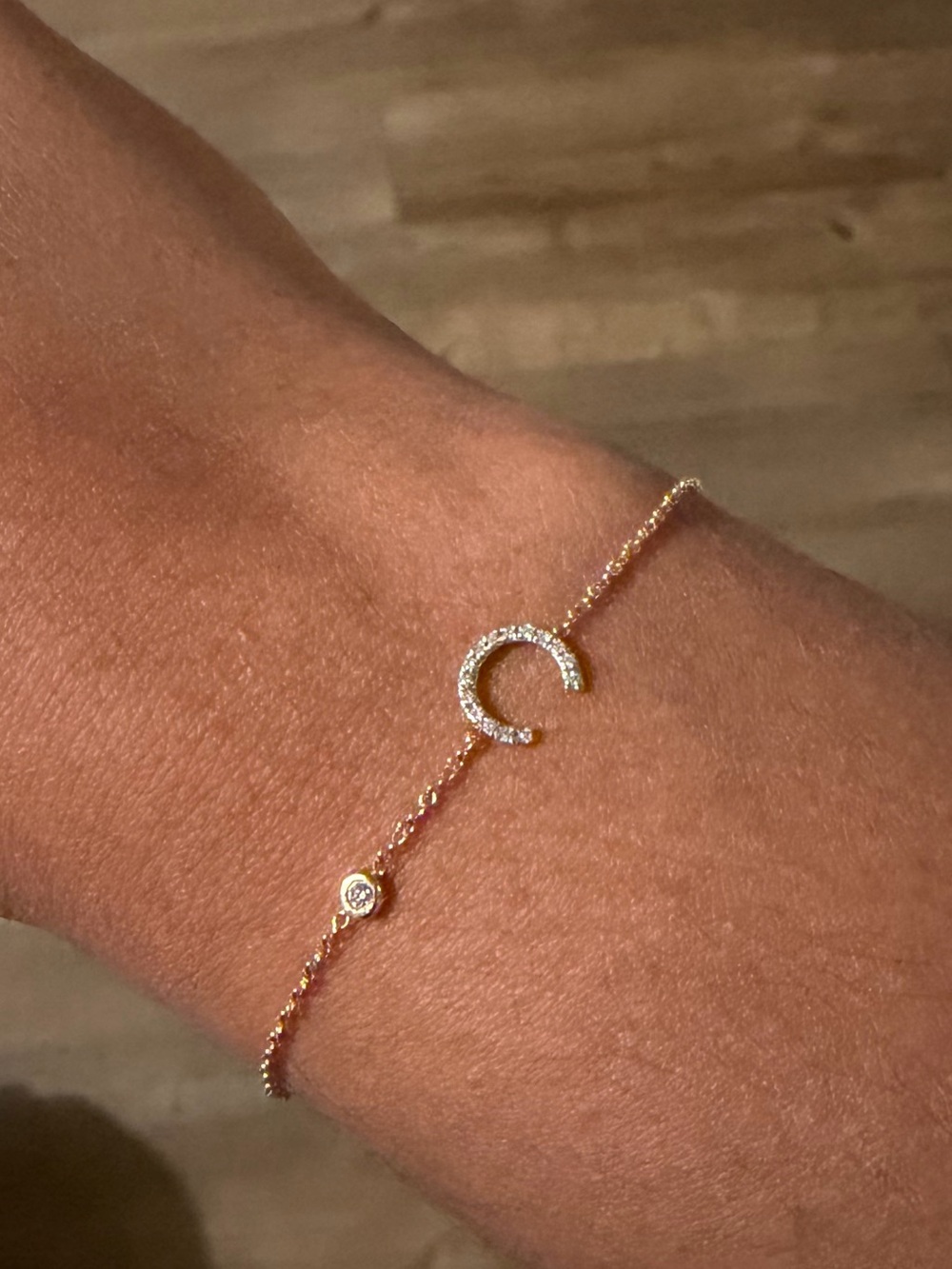 ZOELEV Diamond Initial & Bezel Bracelet LETTER C - Women Jewelry
